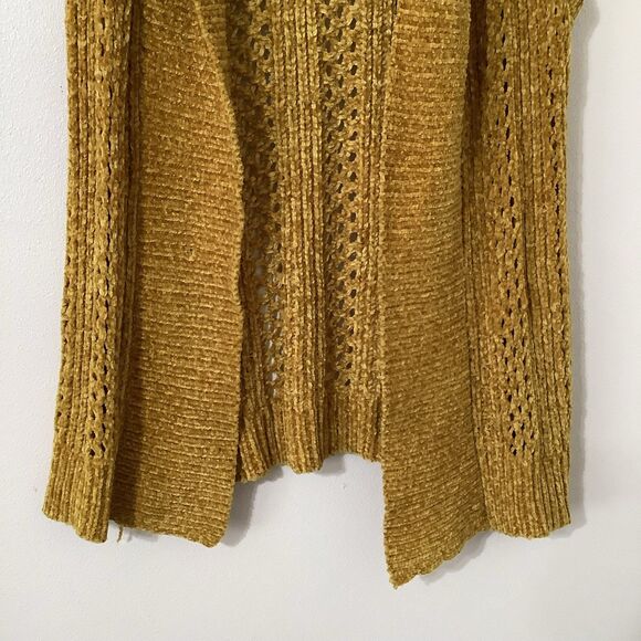 Mustard Yellow Chunky Knit Casual Autumn Fall Cozycore Comfy Open Vest XS - Picture 3 of 8
